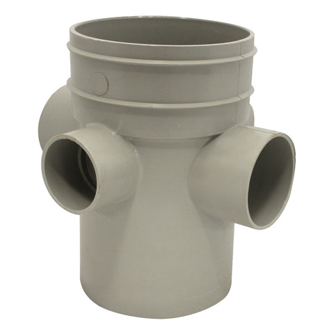 Holman 100 x 50 x 50 x 40 x 40mm Female-Male PVC DWV Riser Junction, Underground Rated, Grey
