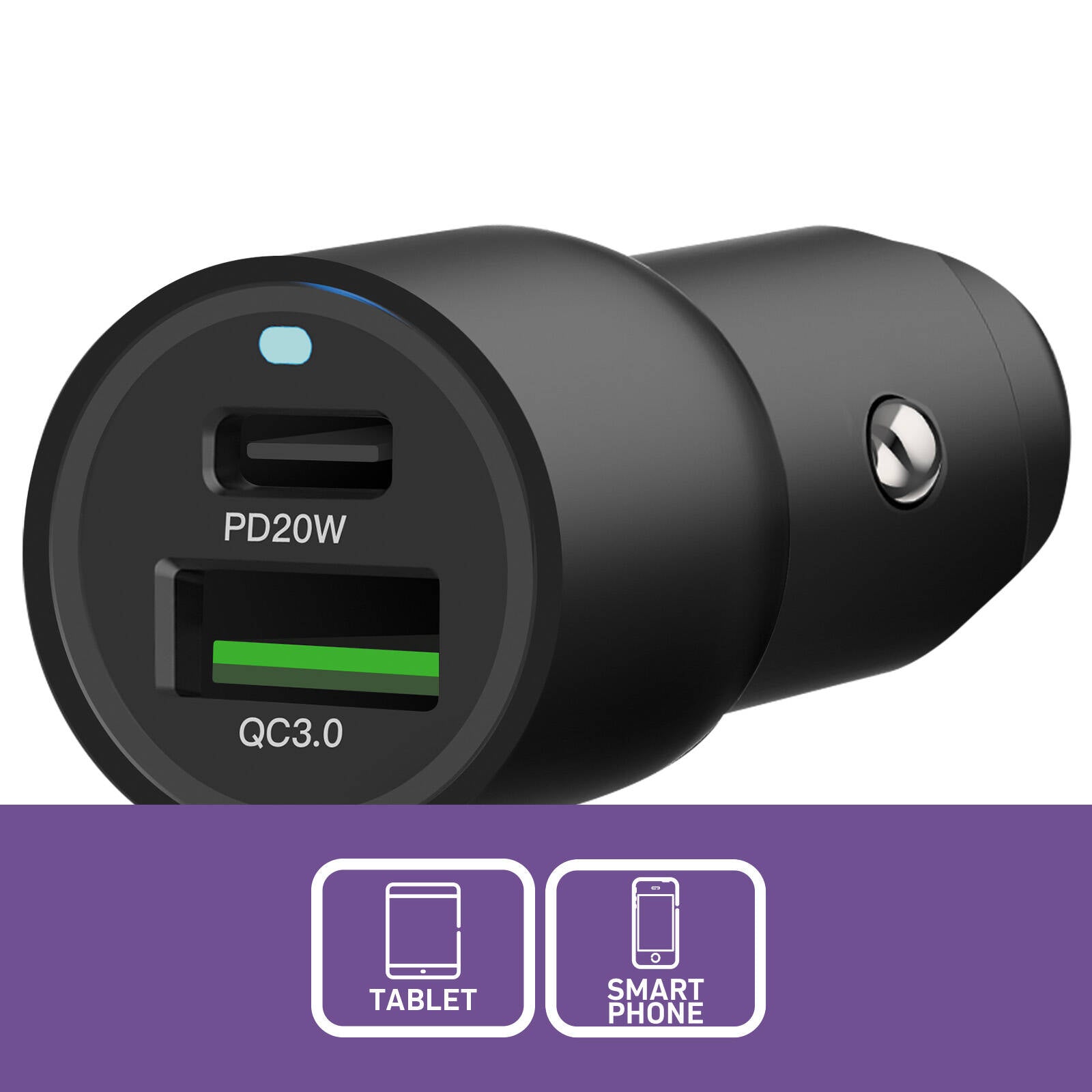 Antsig 38W 2-Port USB Car Charger APCC38WAC - Metal, USB-C & USB-A