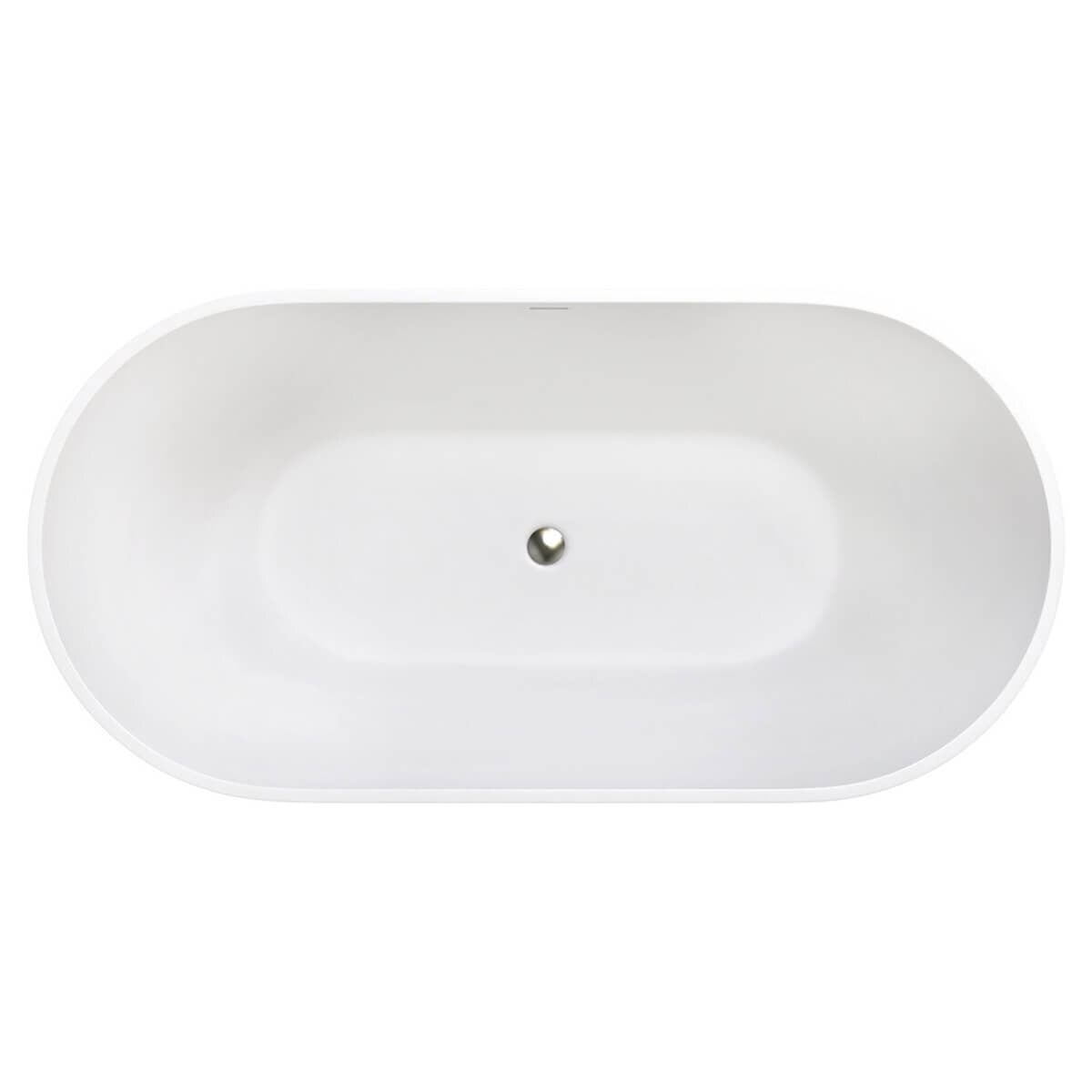 Fienza Nero 1780 Freestanding Oval Stone Bath - Matte White - With Overflow - ST12