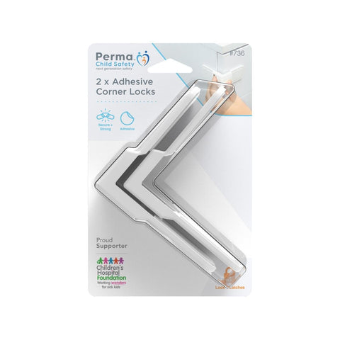 Perma Child Safety Corner Drawer Locks - 2 Pack - Plastic - Easy Install - SuperSaverAU - view 1