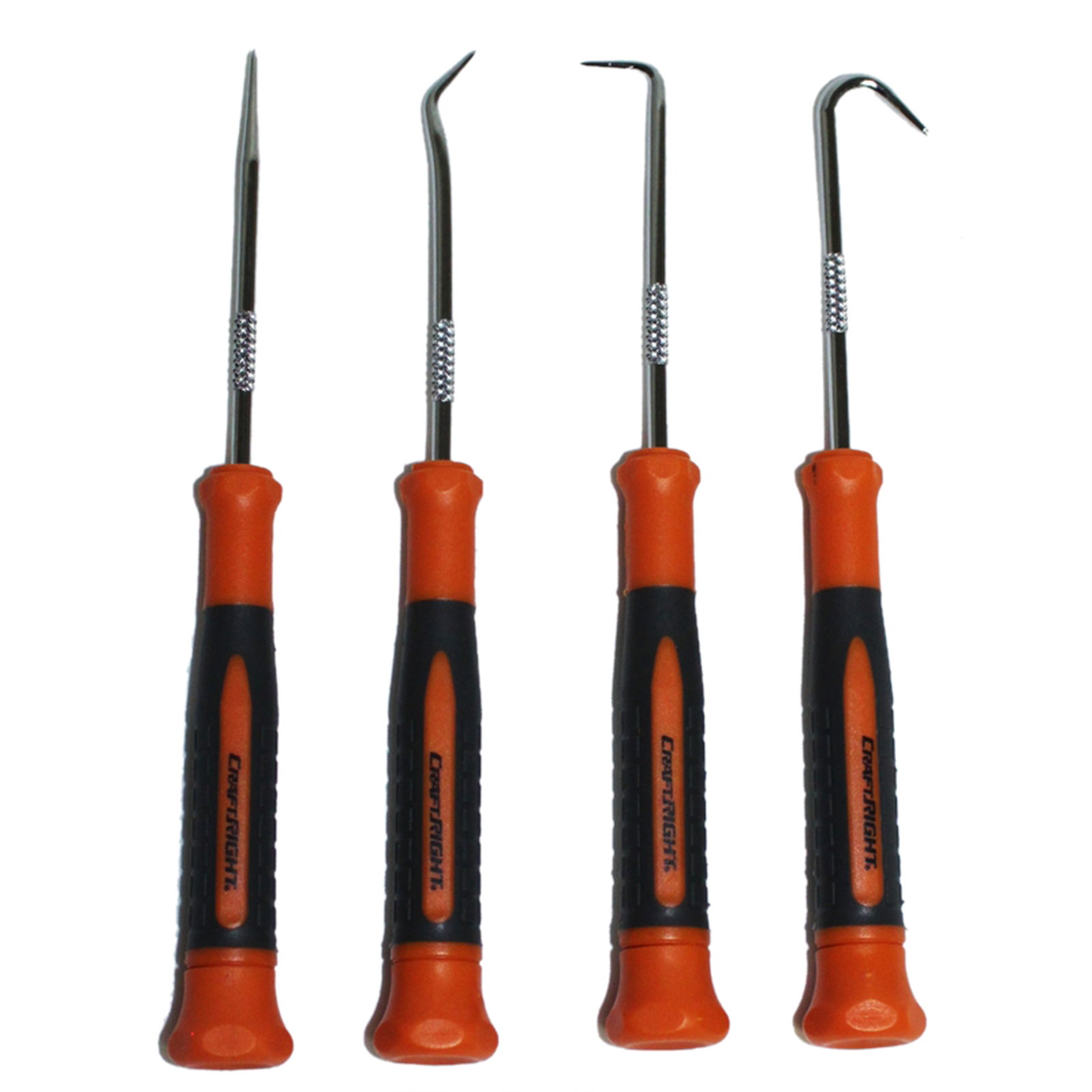 Craftright 4 Piece Hook & Pick Set, Hardened Steel with Ergonomic Black & Orange Handles