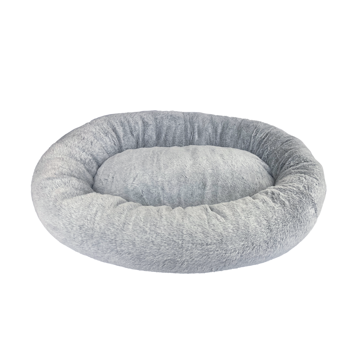 Art Bob Plush Donut Bed - 680 x 800mm - Grey - Two-Tone Faux Fur - Medium Pets - SuperSaverAU - view 3