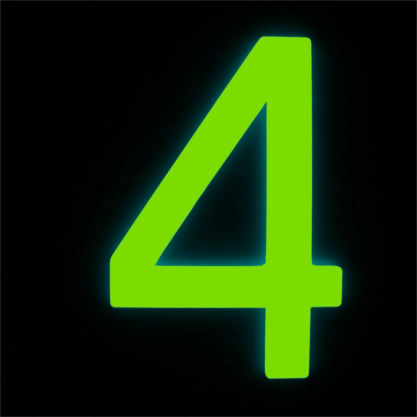 Sandleford 90mm Glow In The Dark Acrylic House Number 4 - Weather Resistant