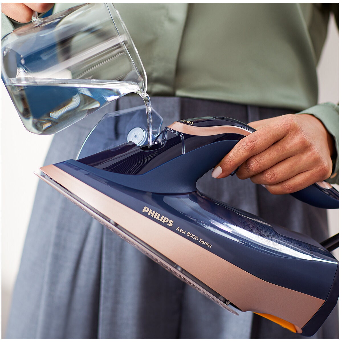 Philips Azur 8000 Series steam iron - 2400W, 350ml tank, 55g/min continuous steam, navy - DST8050-21
