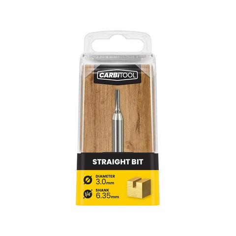 Carbitool 3.0mm TCT Straight Router Bit 1 Flute 1/4 Inch Shank