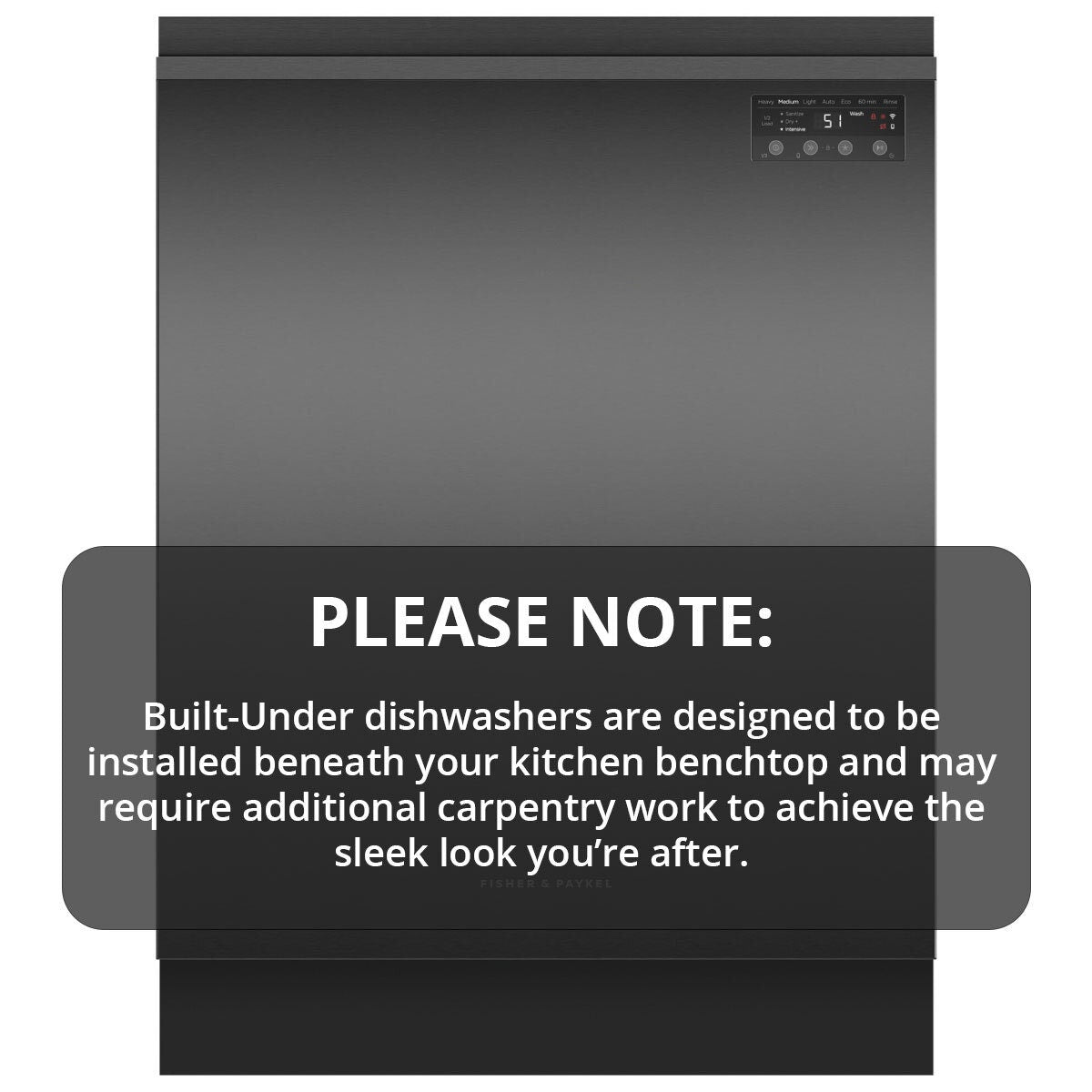 Fisher & Paykel Series 7 Built Under Dishwasher - 15 Place Settings, Black, Advanced Drying - DW60UN4B2