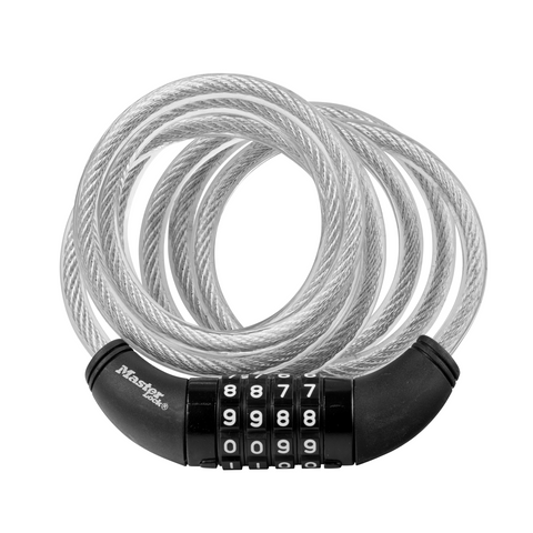 Master Lock 1.8m x 8mm Combination Bike Lock - Braided Steel, Vinyl Coated