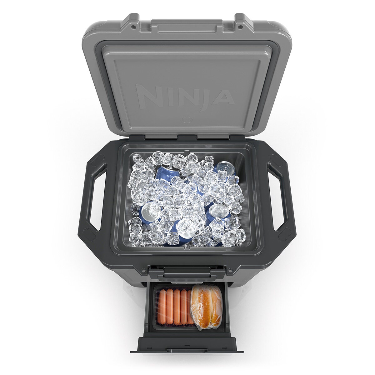Ninja 28L FrostVault Hard Cooler with Dry Zone - Slate Grey, Lockable Lid, Fits 48 Cans - FB131GY