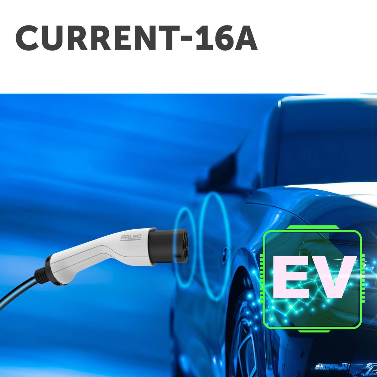 Arlec EV Charging Cable - 7m - IP65 - 11kW 16A - Type 2 Connector - Black/White - SuperSaverAU - view 2