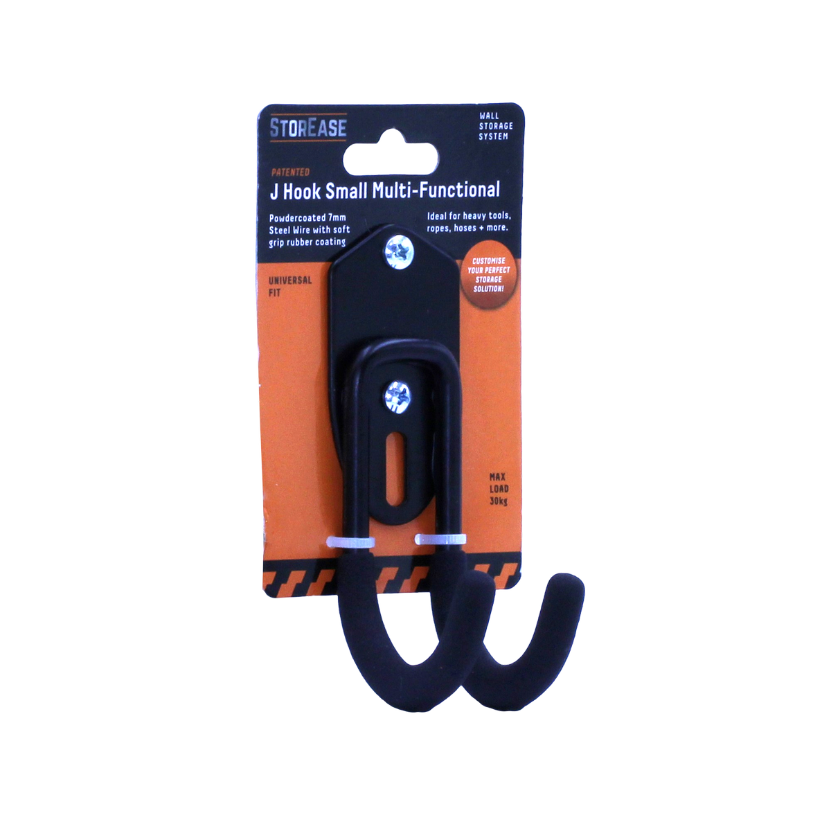 StorEase Small Powder Coated Steel Wire Wall Storage System J Hook
