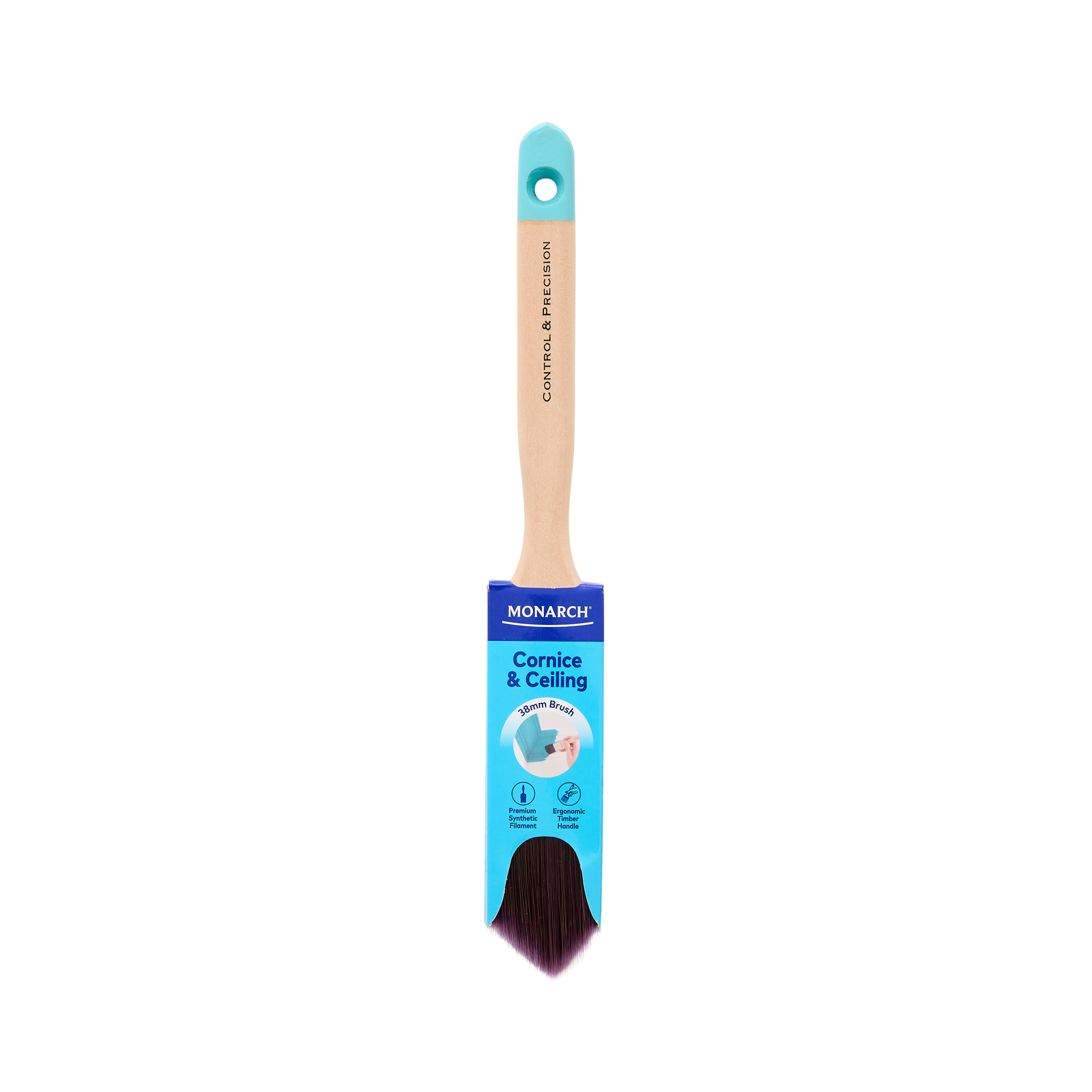 Monarch 38mm Cornice and Ceiling Synthetic Paint Brush, Diamond Tip Timber Handle