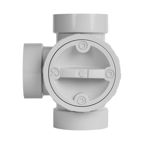 Rain Harvesting 90mm 3-Way Water Diverter, Grey PVC Push-Fit