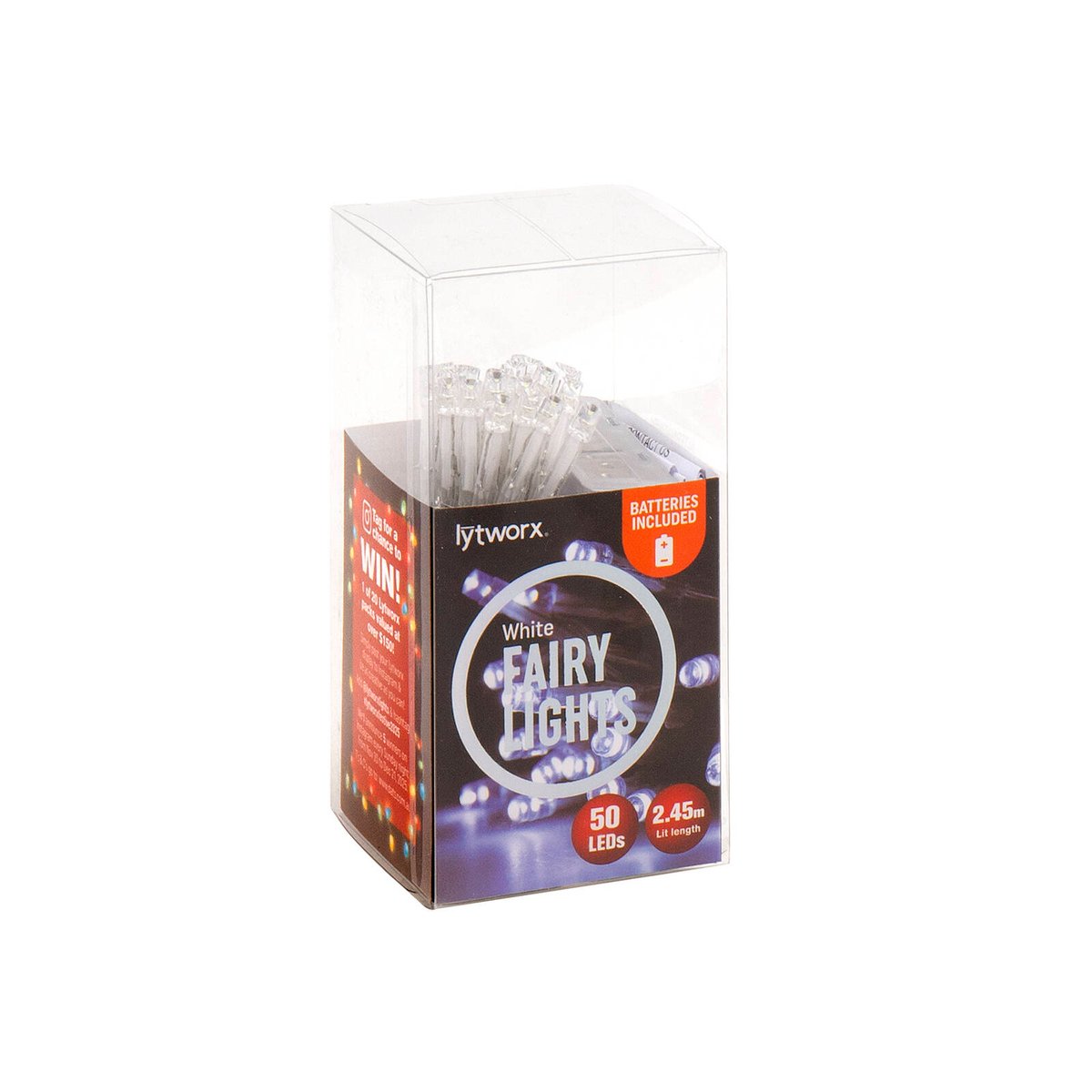 Lytworx White Fairy Lights - 50 LEDs - 2.45m - Battery Operated - Easy Use - SuperSaverAU - view 1