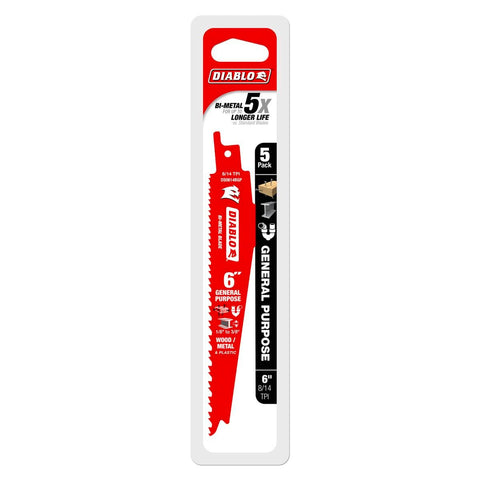 Diablo Reciprocating Saw Blades - 6" - Bi-Metal - Durable - 5 Pack - SuperSaverAU - view 1