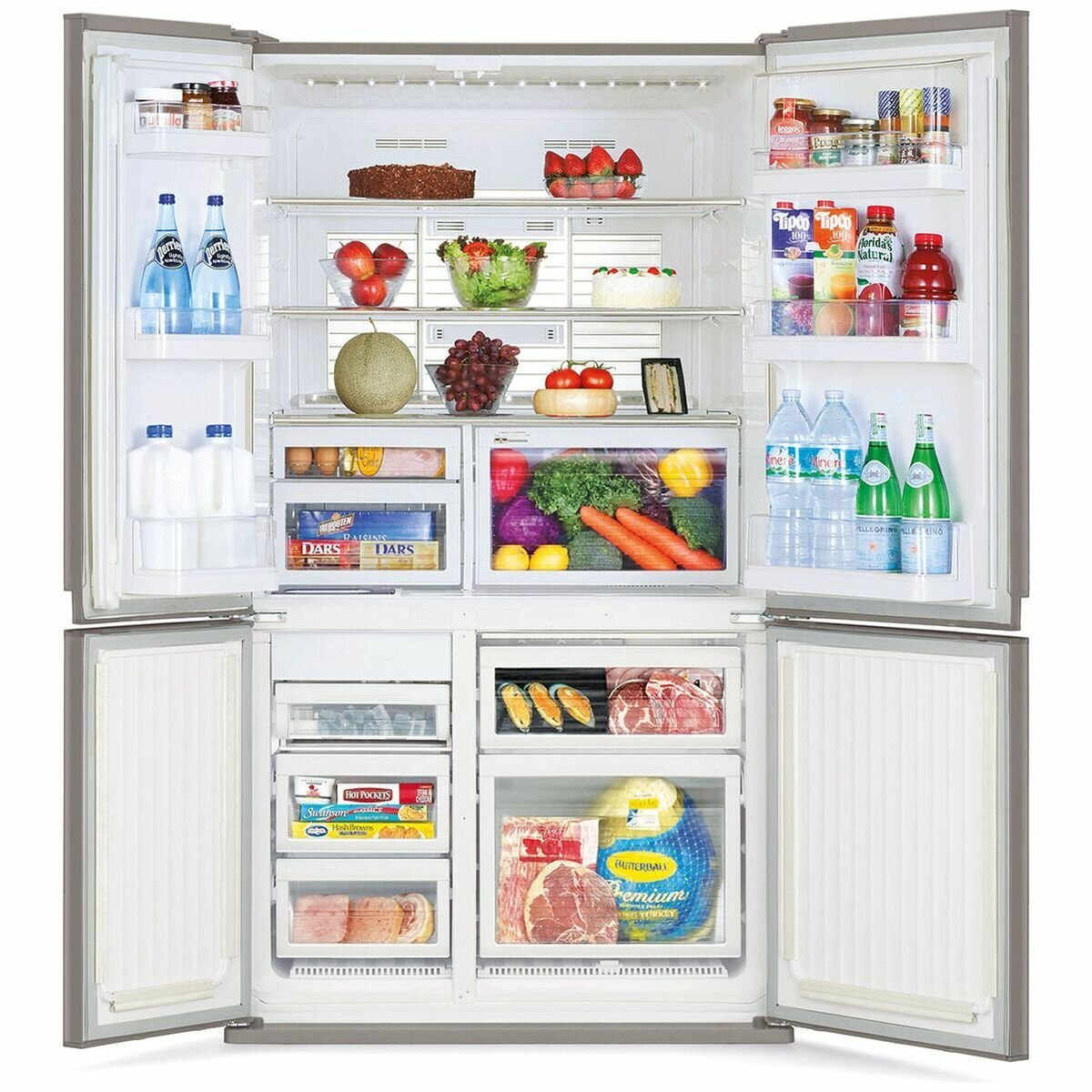 Mitsubishi Electric 580L French Door Fridge - Argent Silver Glass, Touch Control Panel - MR-LA580ER-GSL-A