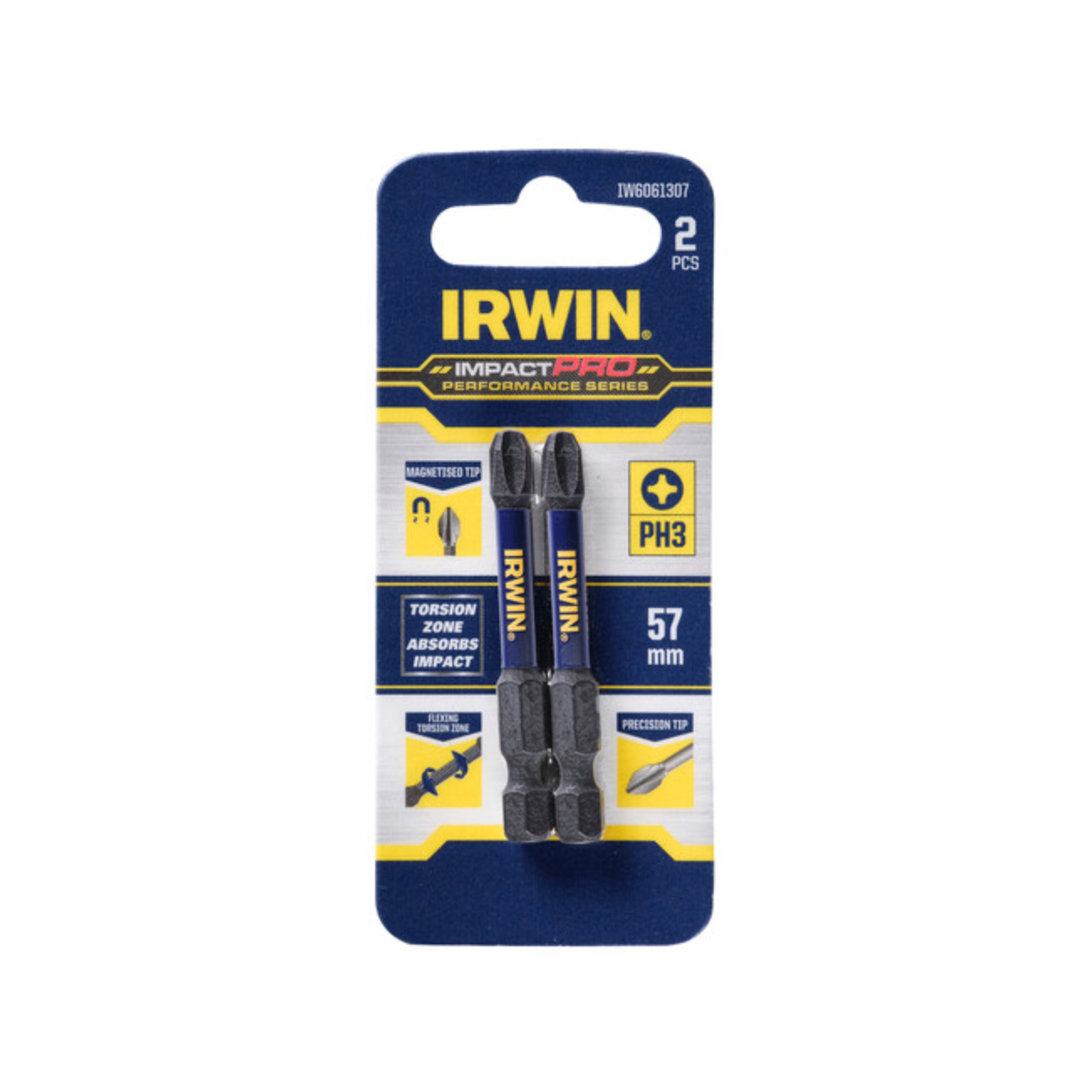 Irwin Impact Pro Performance 57mm PH3 Screwdriver Bit 2 Pack