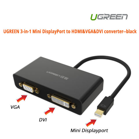 UGREEN 10440 3-in-1 Mini DisplayPort to HDMI/VGA/DVI Adapter
