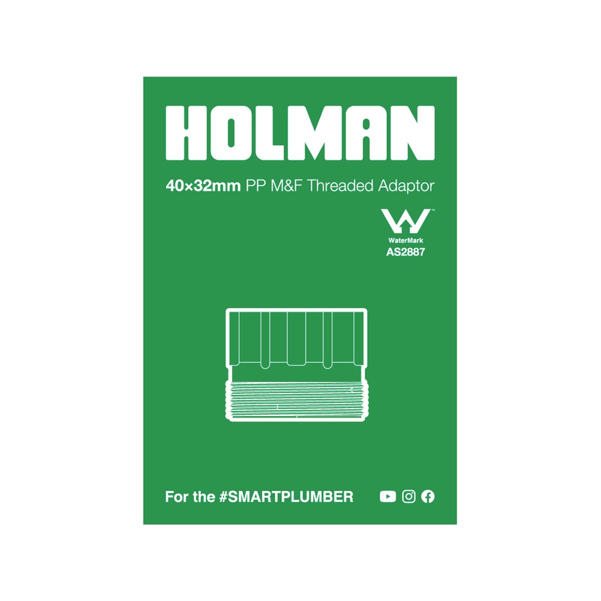 Holman 32mm x 40mm PP M F Threaded Adaptor - Compliant Plumbing Fitting - SuperSaverAU - view 3