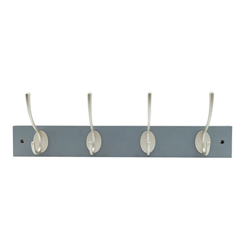 Adoored 4 Double Silver Hook Grey Board Decorative Hook Rack, Timber/Steel