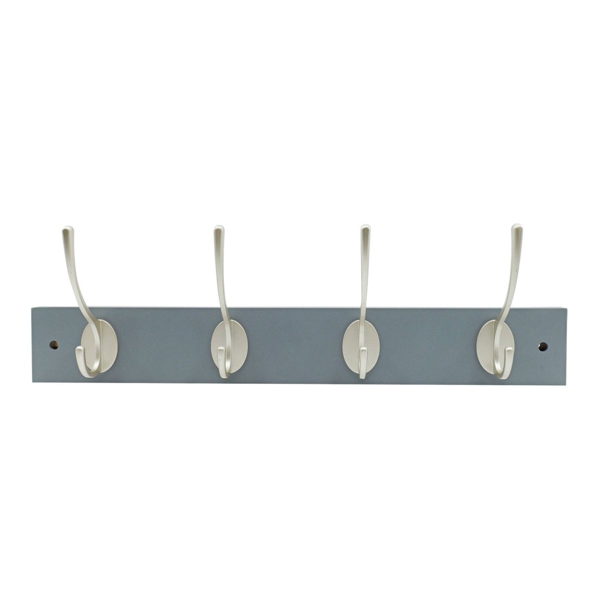 Adoored 4 Double Silver Hook Grey Board Decorative Hook Rack, Timber/Steel