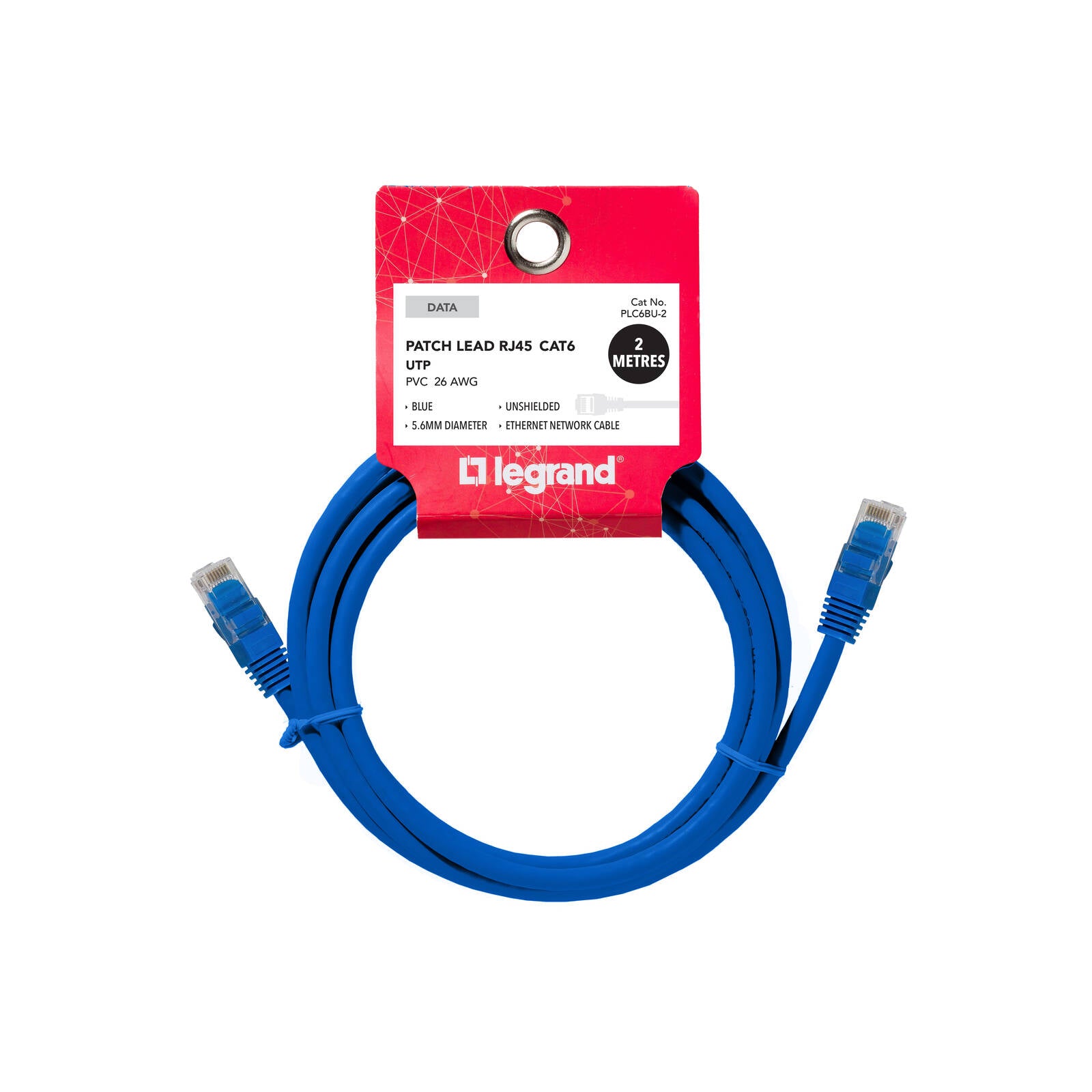 Legrand 2m Blue Cat6 RJ45 UTP Patch Lead