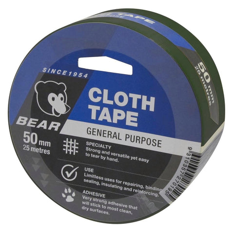 Norton Bear Green Cloth Tape - 50mm x 25m - Hand Tearable - Strong Adhesive - SuperSaverAU - view 1