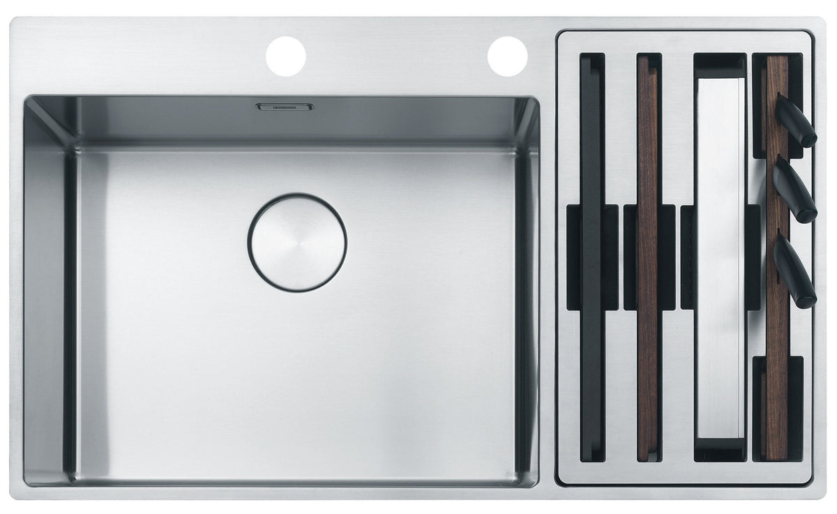 Franke Box Centre double bowl sink 44L main and 26L small - 18/10 stainless steel - BWX220-54/27SBR