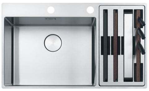 Franke Box Centre double bowl sink 44L main and 26L small - 18/10 stainless steel - BWX220-54/27SBR