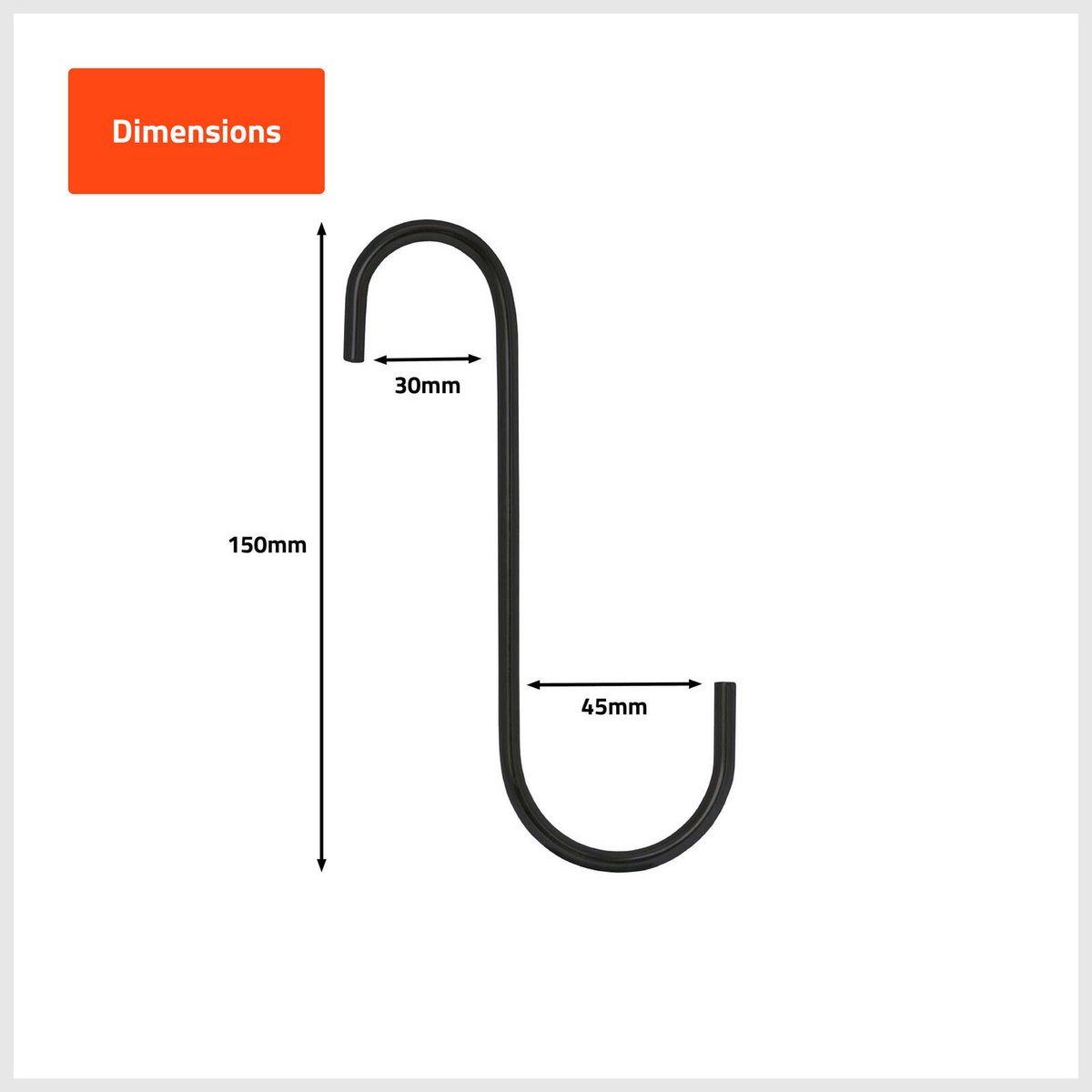 Taskmaster S Hook - 150 x 45 x 30mm - Steel - Garage Storage - SuperSaverAU - view 2