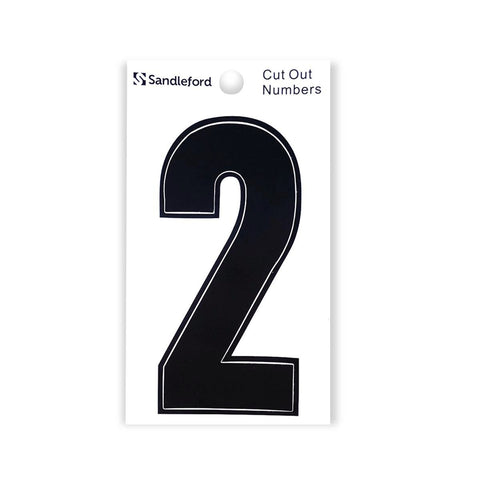 Sandleford 85mm Black Cut Out Self Adhesive House Number 2 - Weather Resistant Gloss