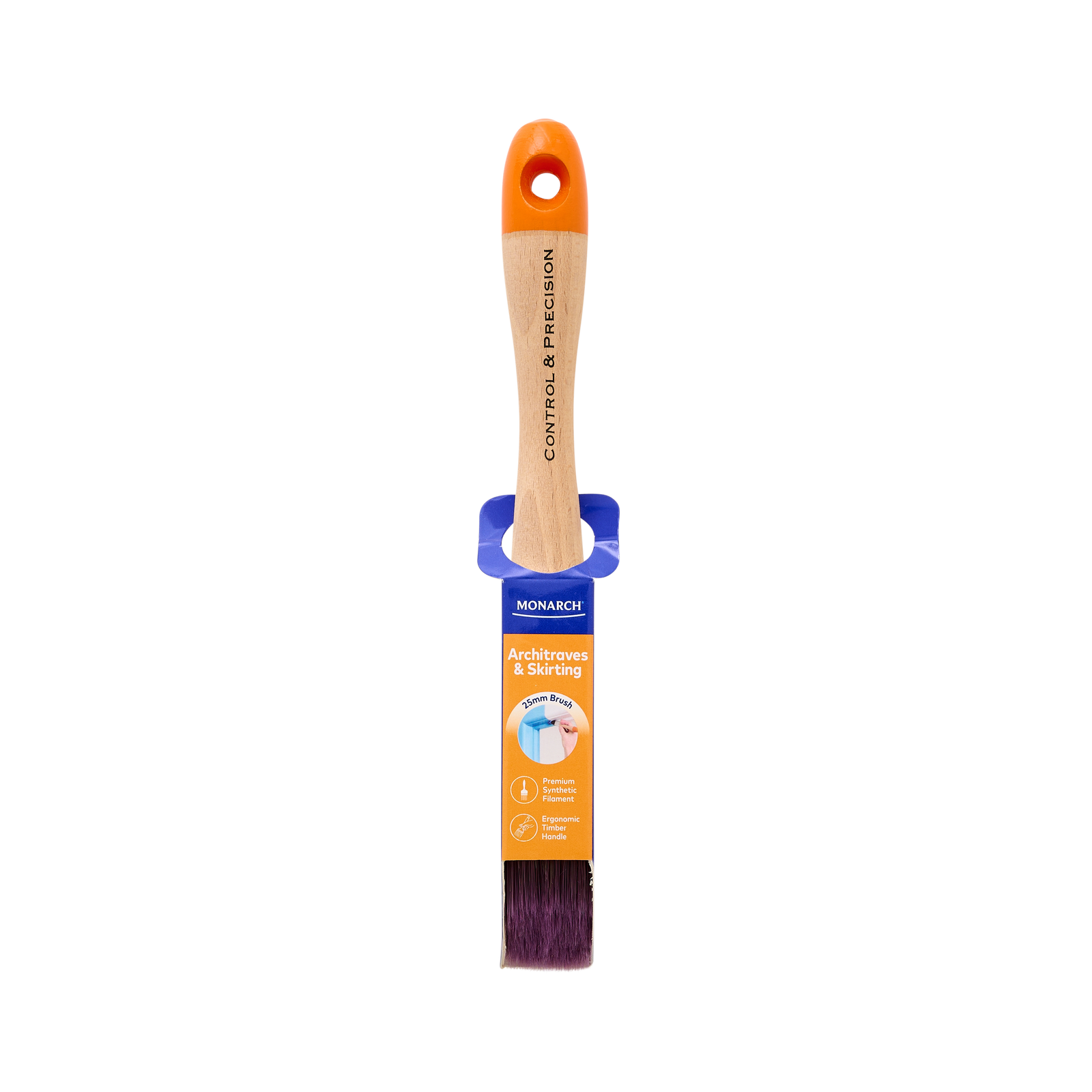 Monarch 25mm Synthetic Skirting Brush Stainless Steel Ferrule Timber Handle