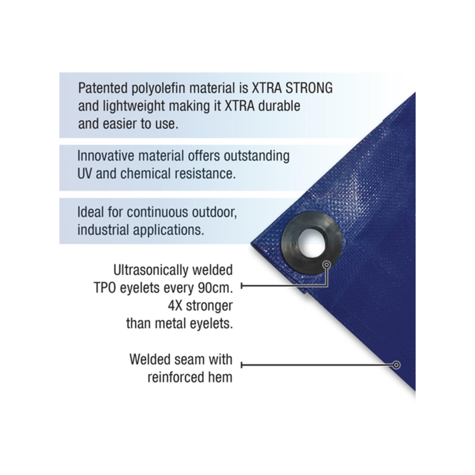 Polytuf Xtreme 6.1m x 6.1m Blue Polyolefin Tarpaulin Heavy Duty UV and Water Resistant
