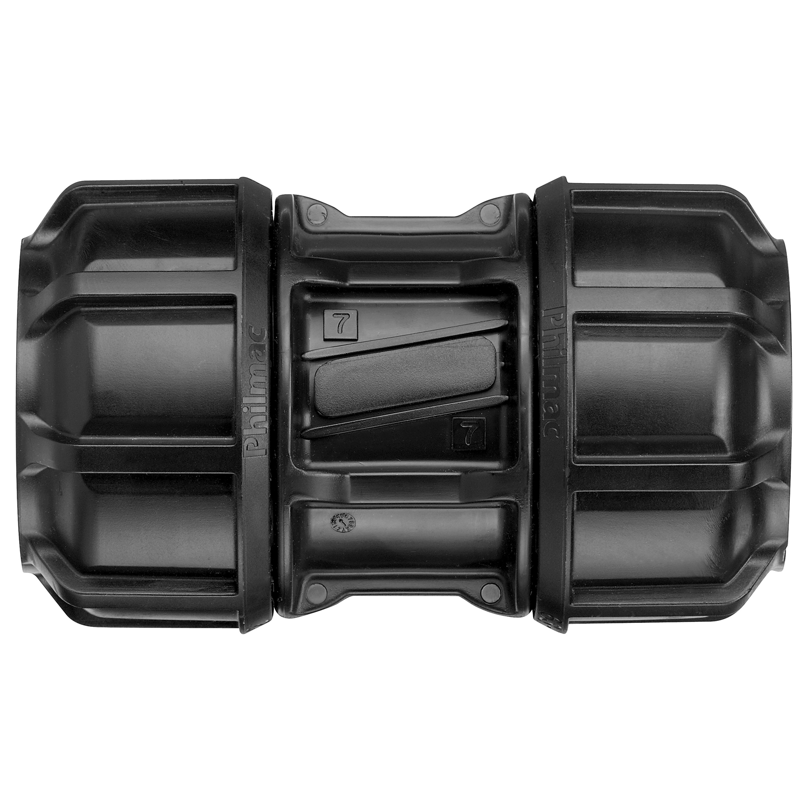 Philmac 25mm Metric Poly x Poly Pipe Joiner PN16 Underground Black 1600kPa