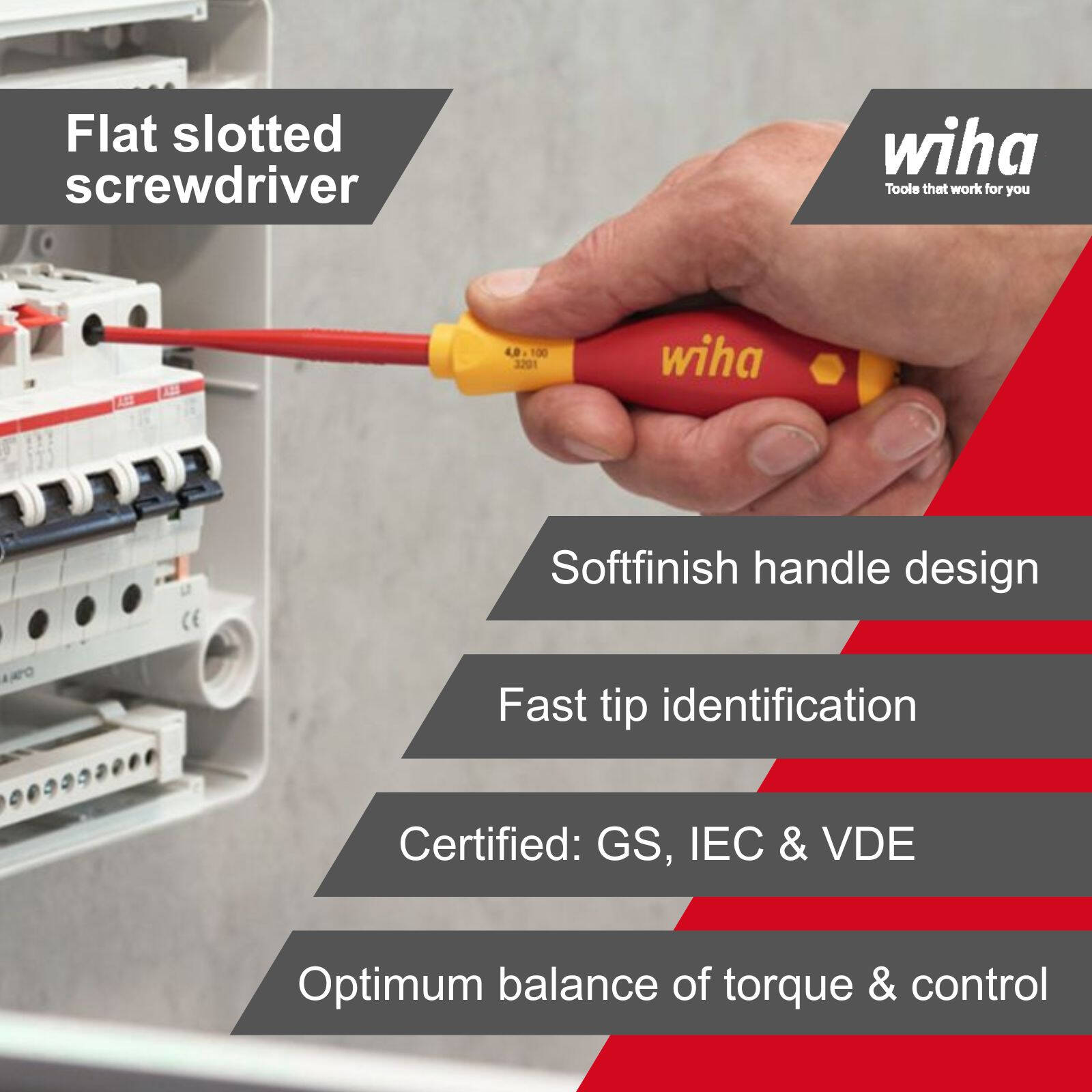 Wiha 9 Piece Insulated VDE Screwdriver Set Slotted and Phillips Red/Yellow
