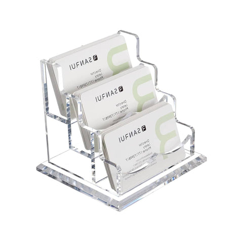 Acrylic Business Card Holder Desk Name Card Display Stand - 3 Layers, 3 Grids