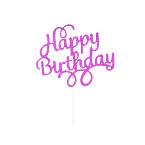 Acrylic Cake Topper, 11cm Wide - Rose Red Happy Birthday