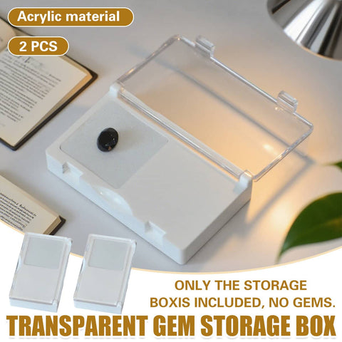 Acrylic Flip Top Gem Storage Boxes, 2 Pack - 30 x 50mm, Clear