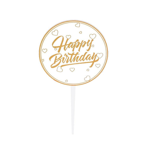 Acrylic Happy Birthday Anniversary Cake Topper Flower Pattern - Colour 01