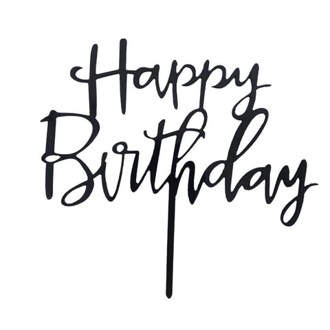 Acrylic Happy Birthday Cake Topper Party Decoration - Black B108