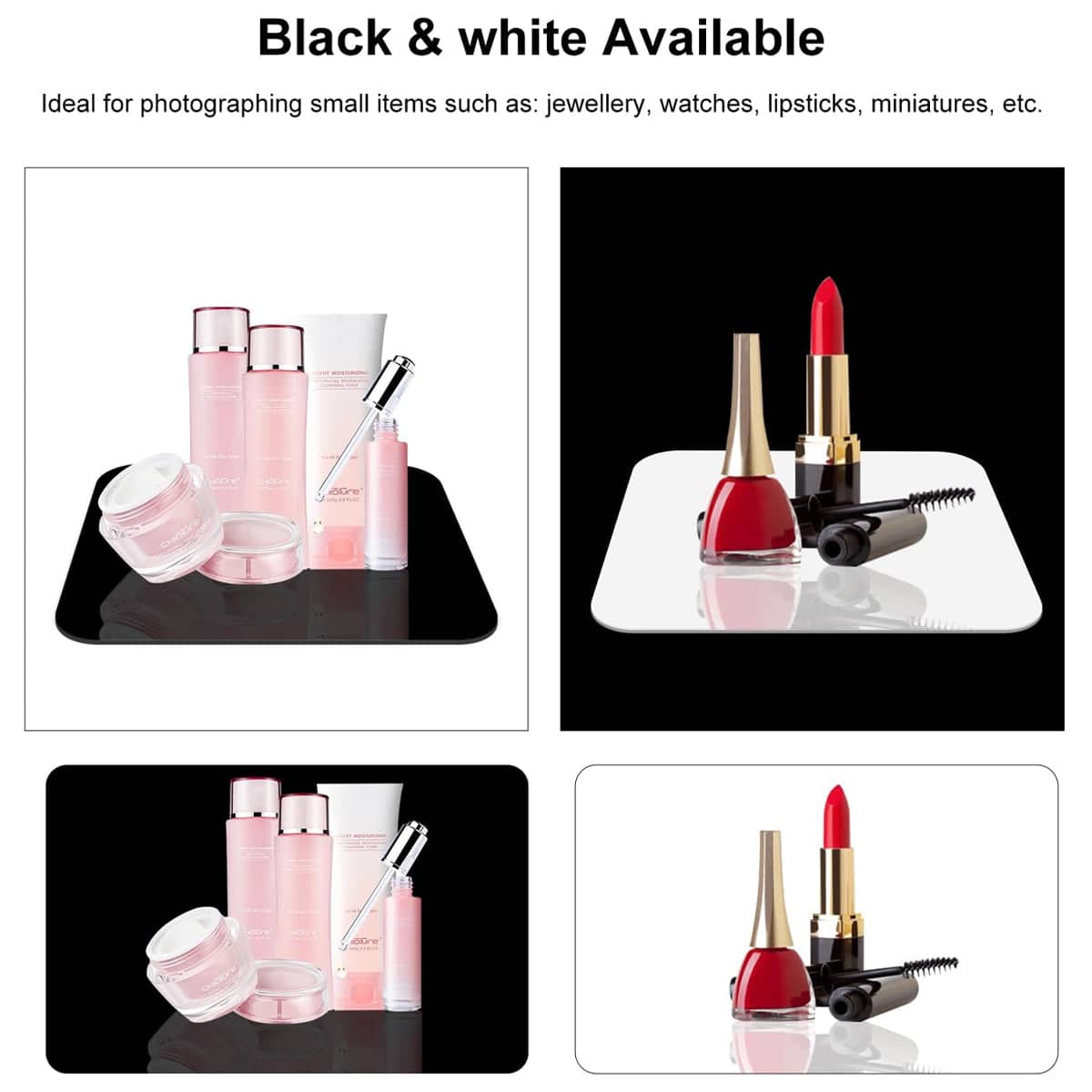Acrylic Reflective Sheet Photography Background Boards 2 Piece Set Black and White - view 5