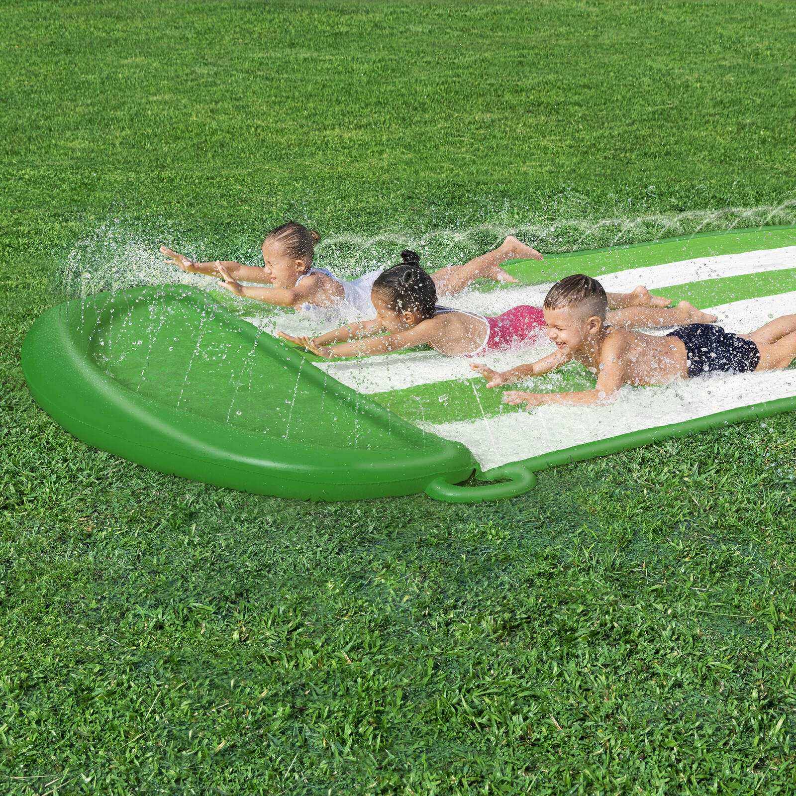 Bestway H2OGO! Triple Water Slide 4.88m Green - Three Lane Racing for Kids 3+