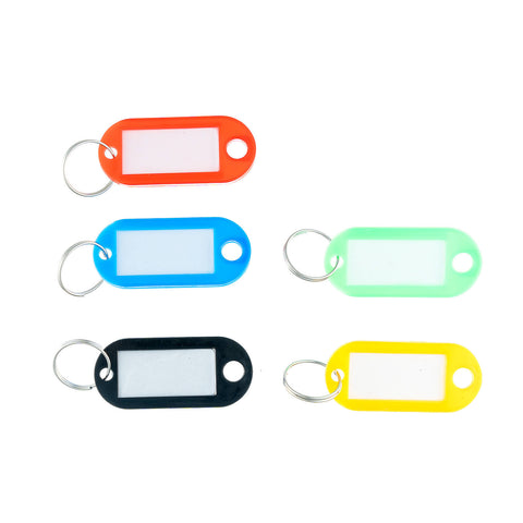 Taskmaster Assorted Colour Key Tags with Paper Inserts 50 x 22mm - 200 Pack