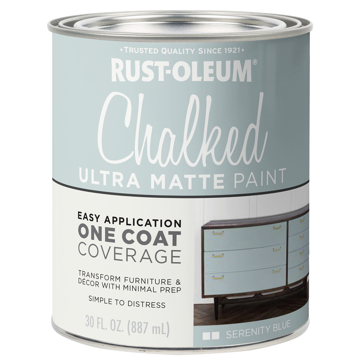 Rust Oleum Chalked Paint 887ml - Serenity Blue - Ultra Matt Finish - SuperSaverAU - view 1