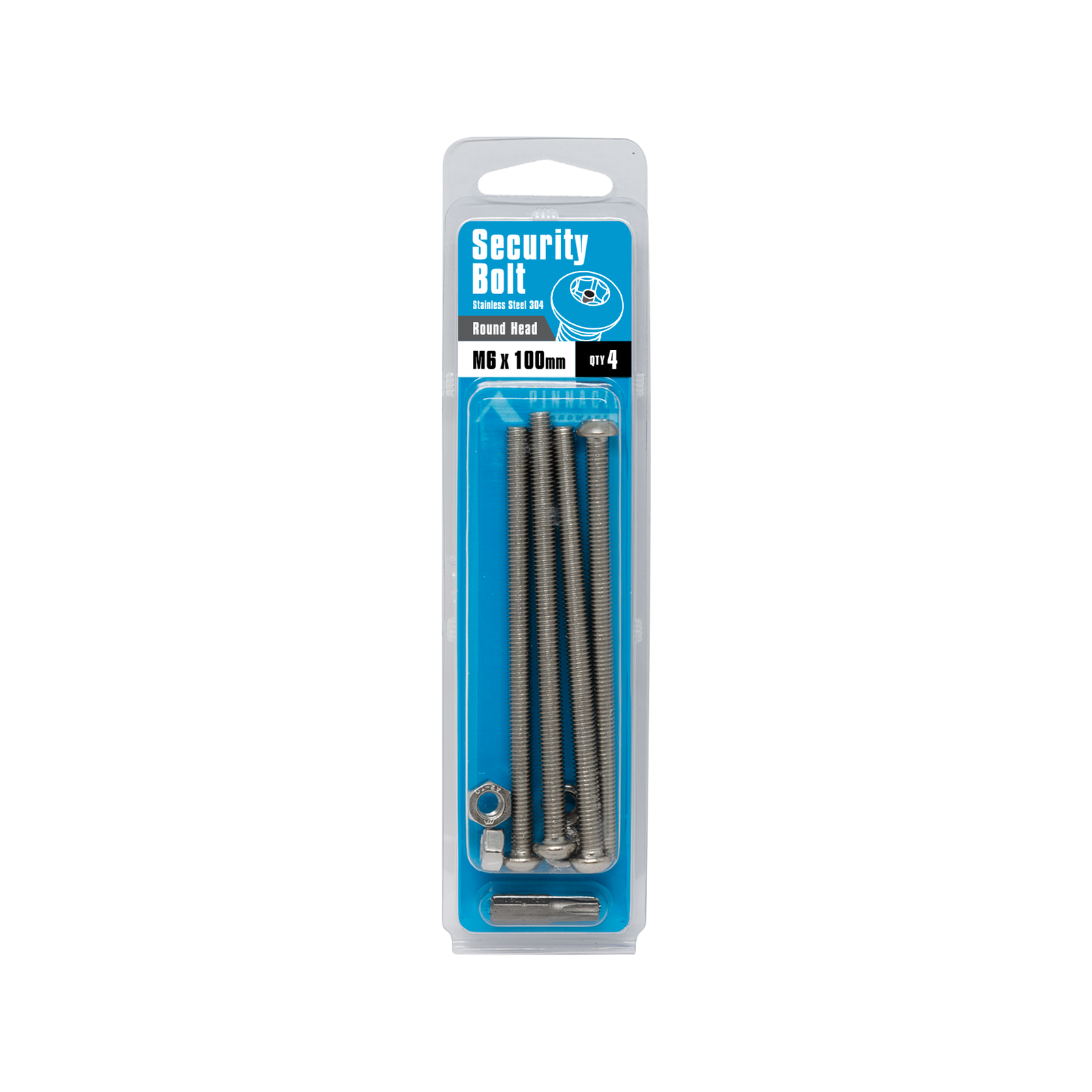 Pinnacle M6 x 100mm 304 Stainless Steel Security Bolts - 4 Pack