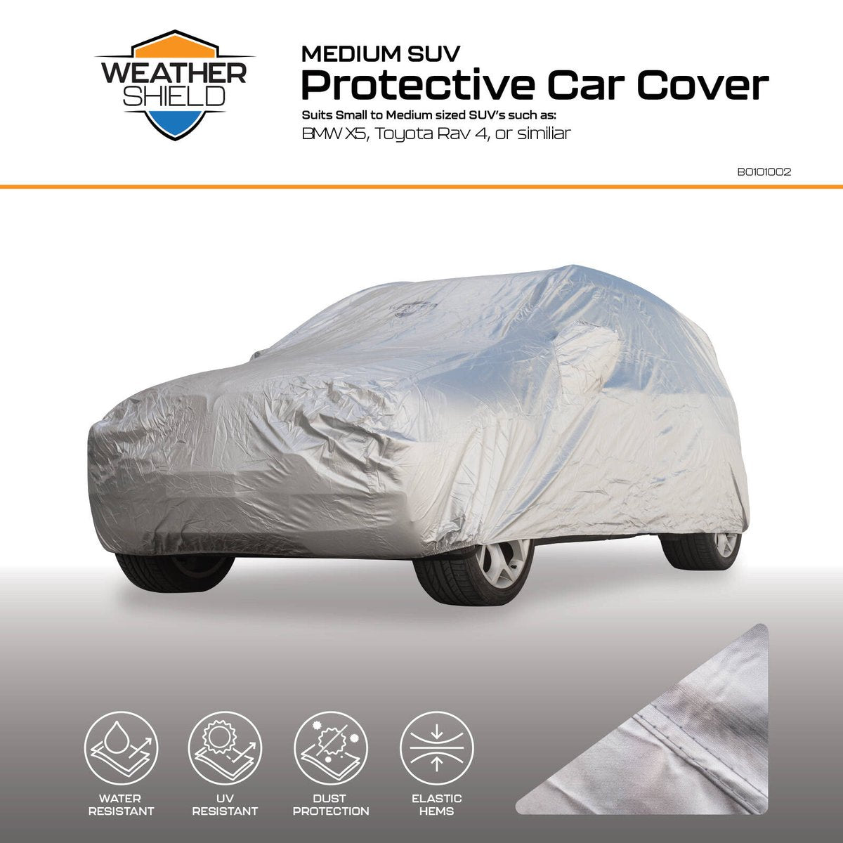 Weathershield Outdoor SUV Car Cover - Full-Size - 1500mm x 1400mm x 4800mm - Silver - Weather-Resistant Protection - SuperSaverAU - view 2