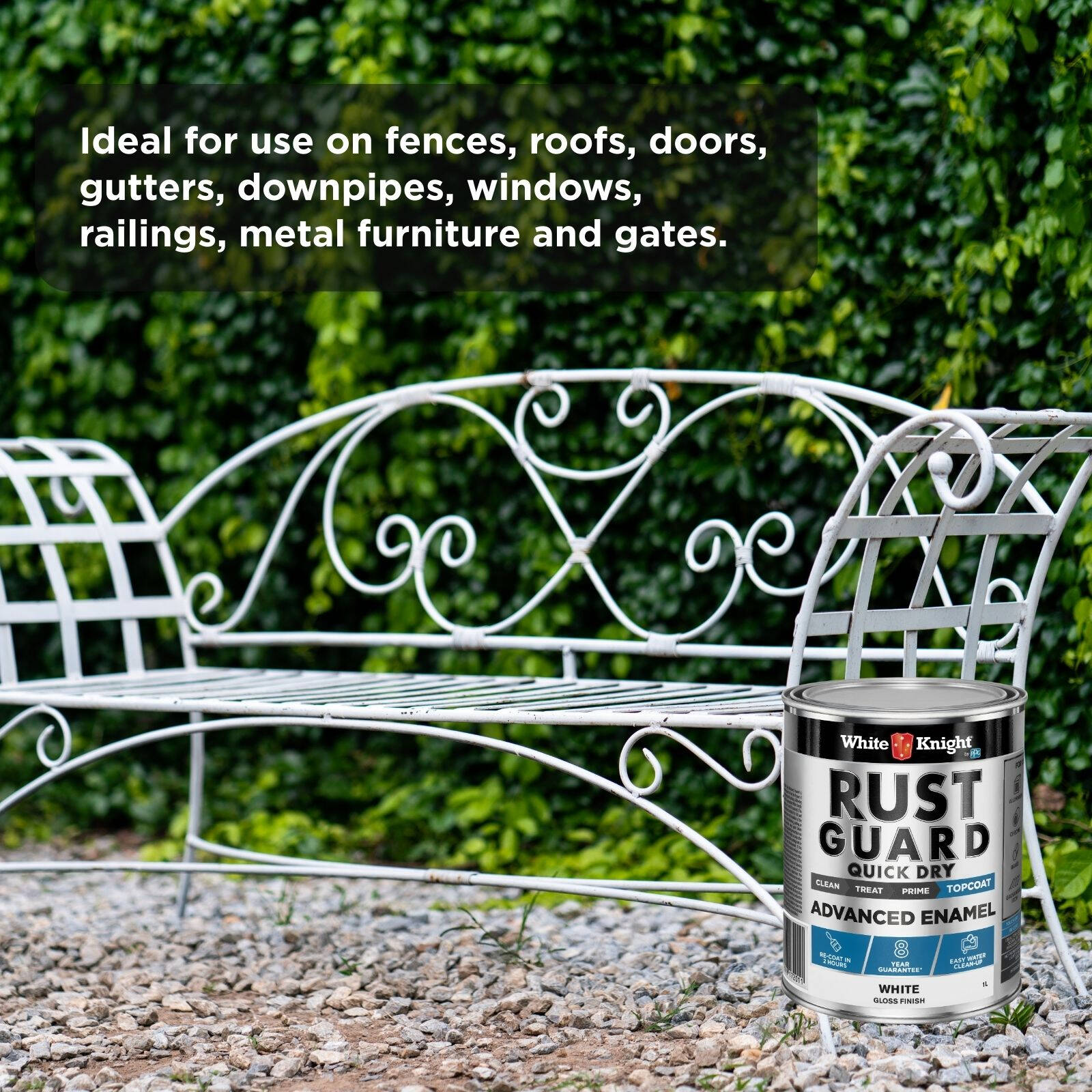 White Knight Rust Guard 1L White Gloss Quick Dry Advanced Enamel Paint