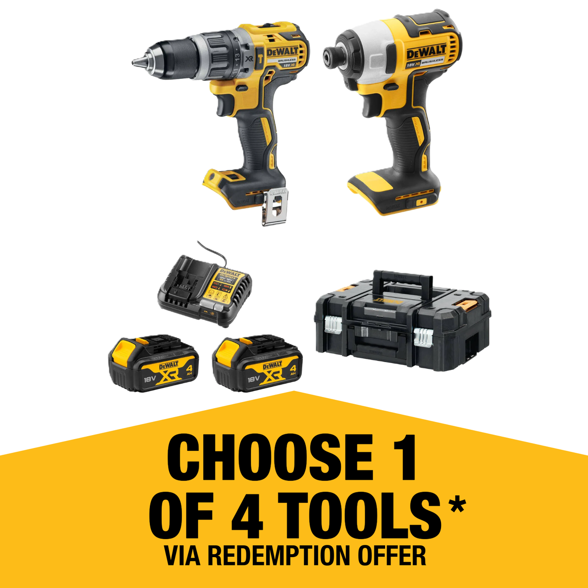 Dewalt 18V XR 2 Piece Combo Kit - 4.0Ah - Compact & Lightweight Design - SuperSaverAU - view 2
