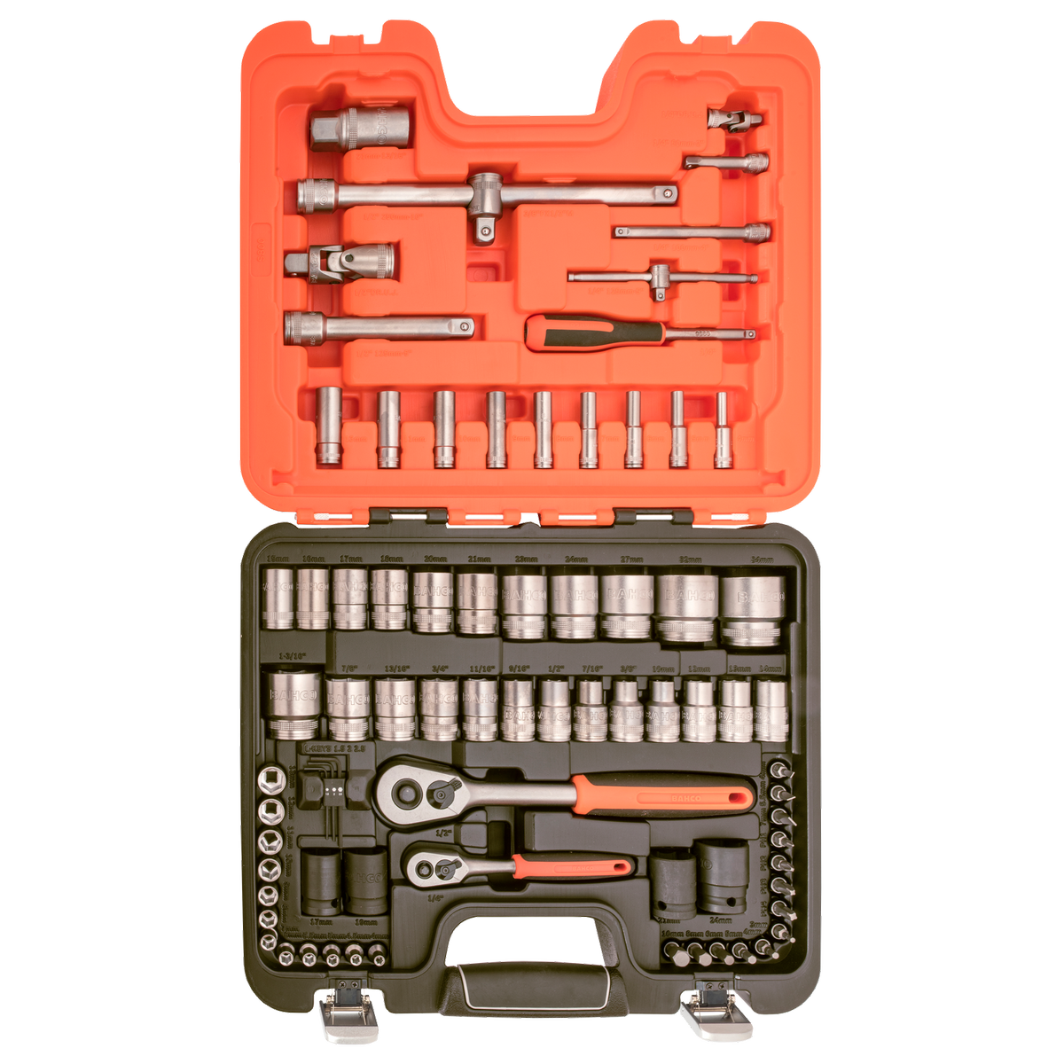 Bahco 1/4" and 1/2" Square Drive Socket Set 25 Piece with Case