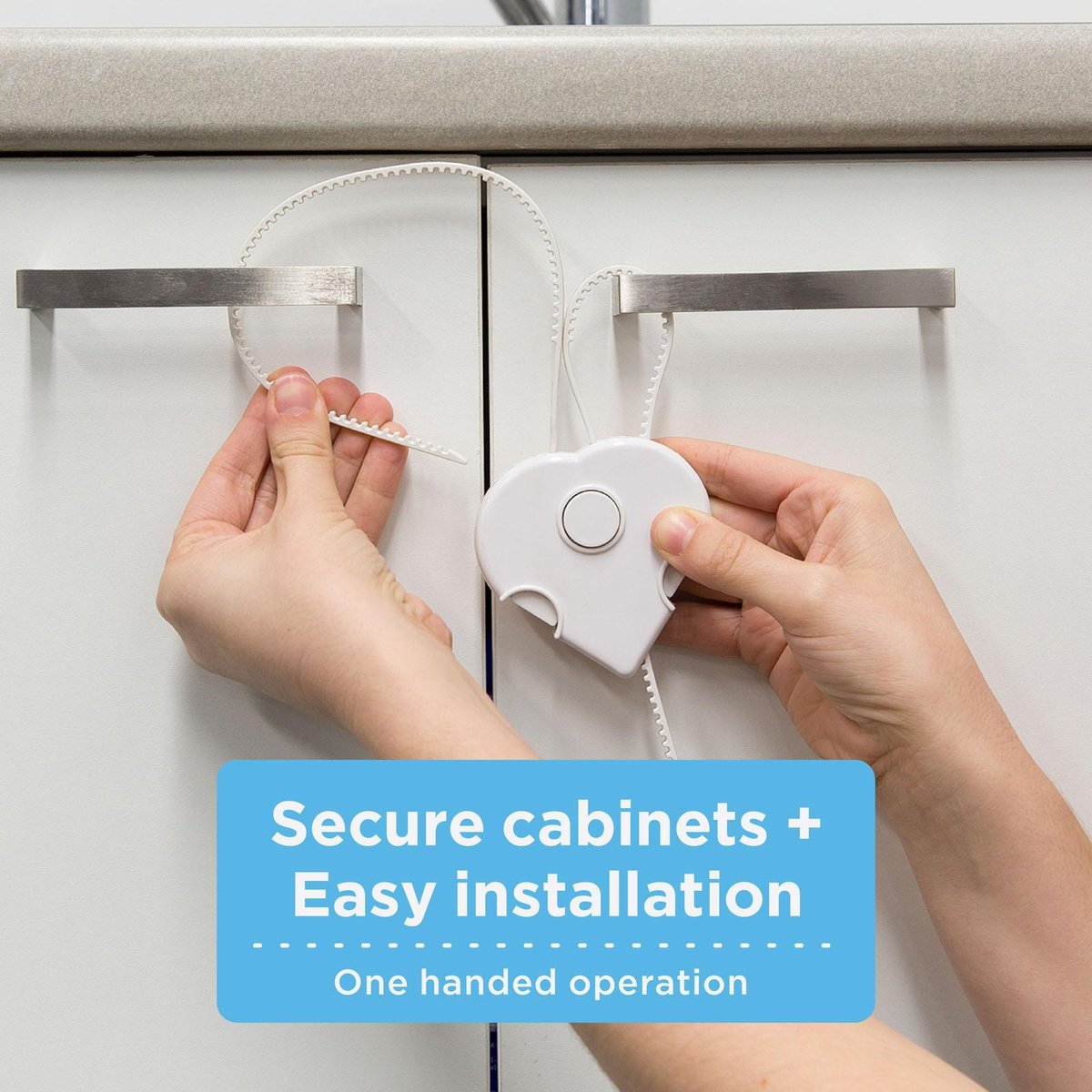 Perma Child Safety Adjustable Cabinet Locks - 3 Pack, White