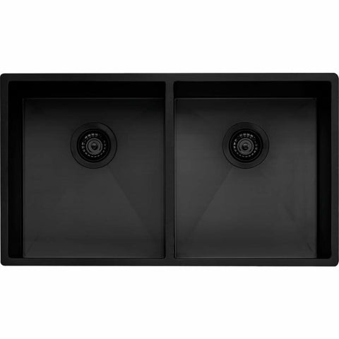 Oliveri Spectra Double Bowl Sink - Black Stainless Steel, Top, Under or Flush Mount - SB63BK